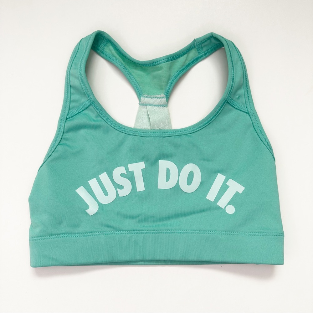Nike Womens Dri Fit XS Just Do It Mint Green Compression Sports Bra